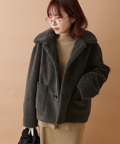 LE GLAZIK（ルグラジック）の「LE GLAZIK(ルグラジック)　フェイクムートンジャケット（ムートンコート・レディース・チャコールグレー・FREE）」の18枚目の写真