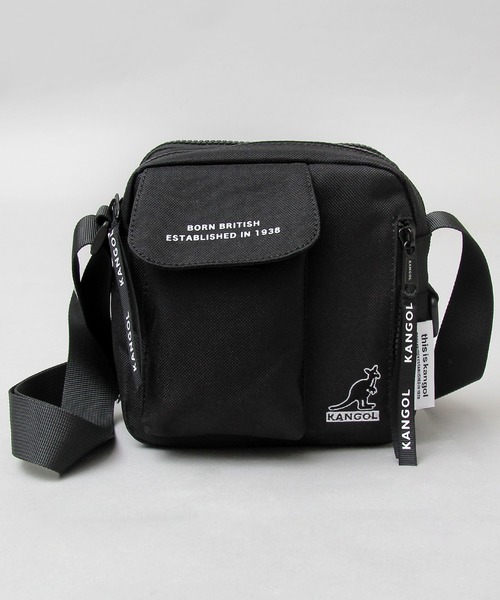 KANGOL（カンゴール）の「2層式 ロゴ刺繍 ポリエステル スクエア ミニショルダーバッグ（ショルダーバッグ・メンズ・ブラック・FREE）」の5枚目の写真