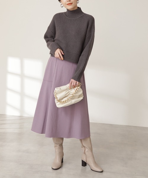 N.(N. Natural Beauty Basic)(エヌエヌナチュラルビューティーベーシック)の「【S Size Line】◆ウォームタッチトラペーズスカート(スカート・レディース・モカ/ナチュラル/モーブ系・SMALL/MEDIUM)」の1枚目の写真