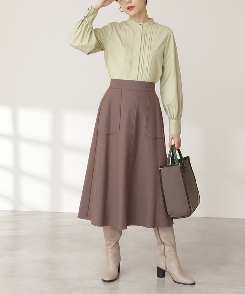 N.(N. Natural Beauty Basic)(エヌエヌナチュラルビューティーベーシック)の「【S Size Line】◆ウォームタッチトラペーズスカート(スカート・レディース・モカ/ナチュラル/モーブ系・SMALL/MEDIUM)」の2枚目の写真