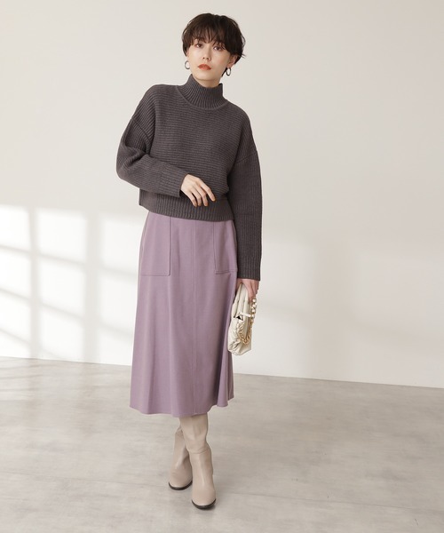 N.(N. Natural Beauty Basic)(エヌエヌナチュラルビューティーベーシック)の「【S Size Line】◆ウォームタッチトラペーズスカート(スカート・レディース・モカ/ナチュラル/モーブ系・SMALL/MEDIUM)」の4枚目の写真