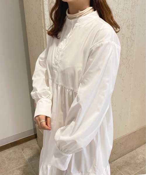 apres jour（アプレジュール）の「ティアードシャツワンピース【ZOZOTOWN限定アイテム】（ワンピース・レディース・グリーン系その他/ベージュ/オフホワイト/ブラック・X-LARGE/MEDIUM/SMALL）」の9枚目の写真