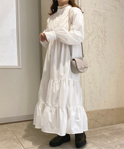 apres jour（アプレジュール）の「ティアードシャツワンピース【ZOZOTOWN限定アイテム】（ワンピース・レディース・グリーン系その他/ベージュ/オフホワイト/ブラック・X-LARGE/MEDIUM/SMALL）」の12枚目の写真