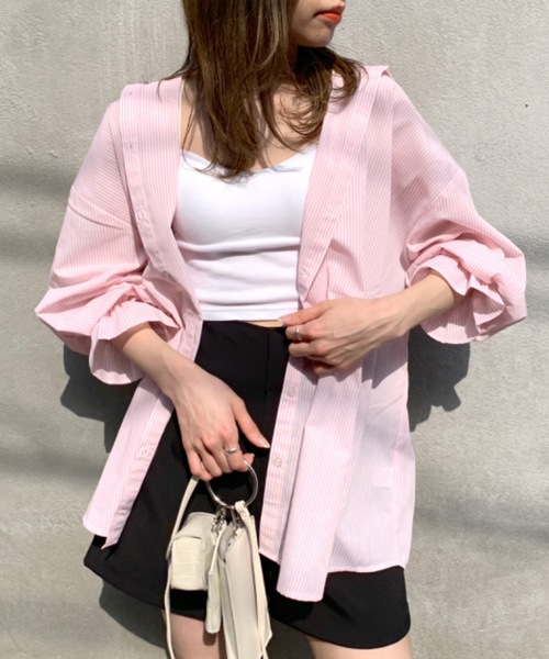 OLIVE des OLIVE(オリーブデオリーブ)の「ストライプシャツ(シャツ/ブラウス・レディース・ネイビー/オフホワイト/オレンジ/ブルー/ミント/ピンク系その他・FREE)」の6枚目の写真