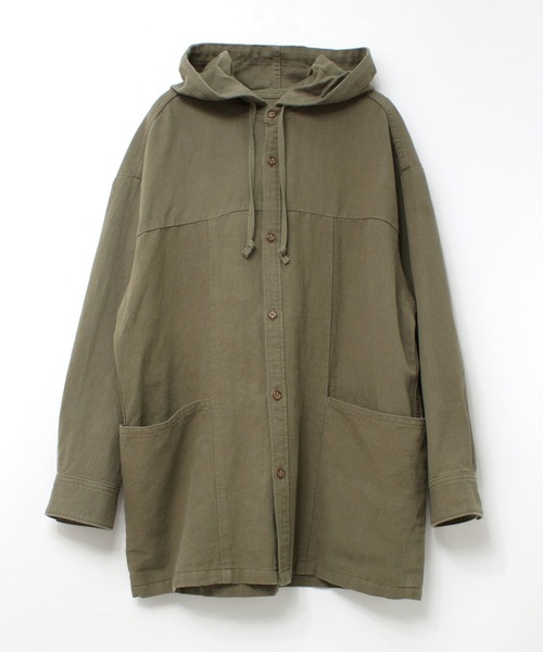 URCH RNA(アーチ アールエヌエー)の「B2692 ワークショップフードシャツ(シャツ/ブラウス・レディース・オリーブ/ワンウォッシュ/ホワイト・MEDIUM)」の2枚目の写真