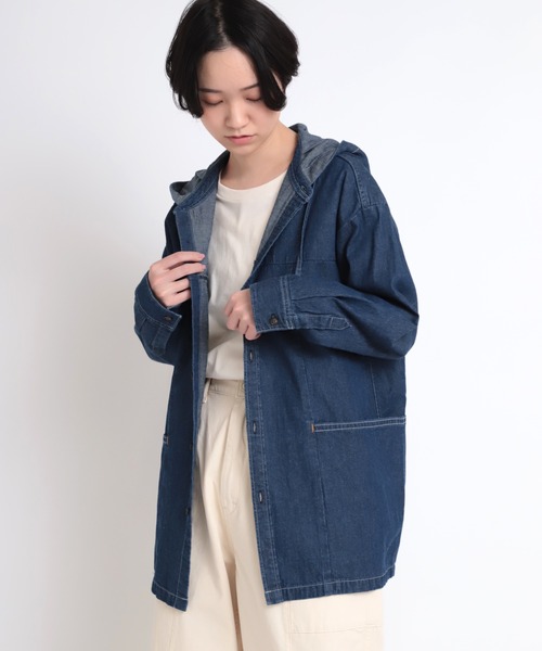 URCH RNA(アーチ アールエヌエー)の「B2692 ワークショップフードシャツ(シャツ/ブラウス・レディース・オリーブ/ワンウォッシュ/ホワイト・MEDIUM)」の3枚目の写真
