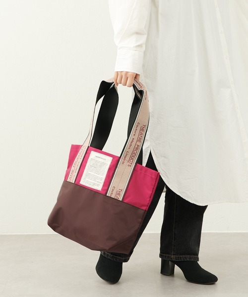 THEATRE PRODUCTS(シアタープロダクツ)の「【新色追加】THEATRE PRODUCTS / Dailyrusset別注 / ジャガードテープバッグ(M)(トートバッグ・レディース・ホワイト/ブラック×グレー/カーキ/ピンク/グレー/ブラック/グリーン/ピンク系2/ベージュ/ブラウン/ホワイト×ネイビー/ネイビー/オレンジ系1/パープル・FREE)」の17枚目の写真