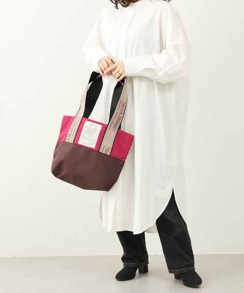 THEATRE PRODUCTS(シアタープロダクツ)の「【新色追加】THEATRE PRODUCTS / Dailyrusset別注 / ジャガードテープバッグ(M)(トートバッグ・レディース・ホワイト/ブラック×グレー/カーキ/ピンク/グレー/ブラック/グリーン/ピンク系2/ベージュ/ブラウン/ホワイト×ネイビー/ネイビー/オレンジ系1/パープル・FREE)」の15枚目の写真