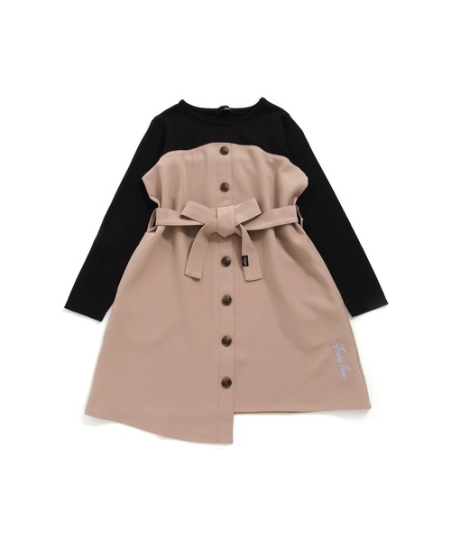 JENNI love（ジェニィラブ）の「前ボタンドッキングワンピ（ワンピース・キッズ・ベージュ/ラベンダー・140cm/160cm/150cm/130cm）」の5枚目の写真
