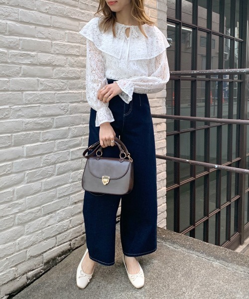 OLIVE des OLIVE（オリーブデオリーブ）の「レースフリルブラウス（シャツ/ブラウス・レディース・ブラック/オフホワイト・FREE）」の3枚目の写真