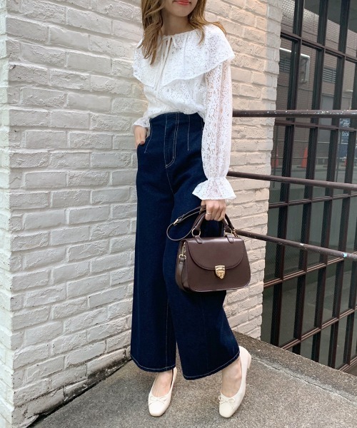 OLIVE des OLIVE（オリーブデオリーブ）の「レースフリルブラウス（シャツ/ブラウス・レディース・ブラック/オフホワイト・FREE）」の4枚目の写真