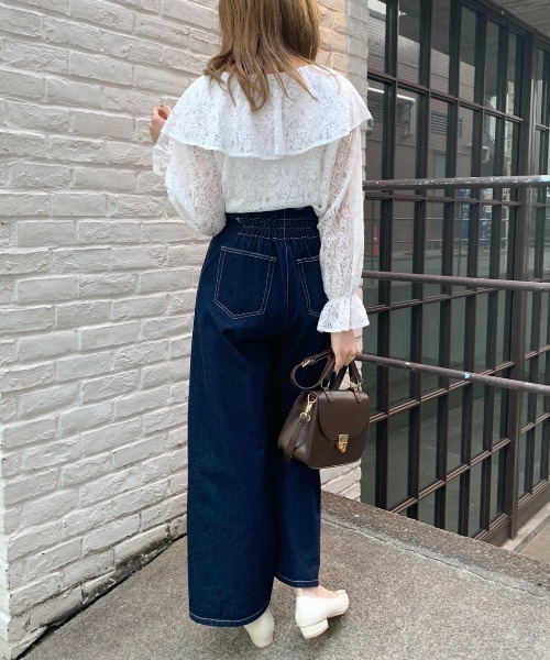 OLIVE des OLIVE（オリーブデオリーブ）の「レースフリルブラウス（シャツ/ブラウス・レディース・ブラック/オフホワイト・FREE）」の5枚目の写真