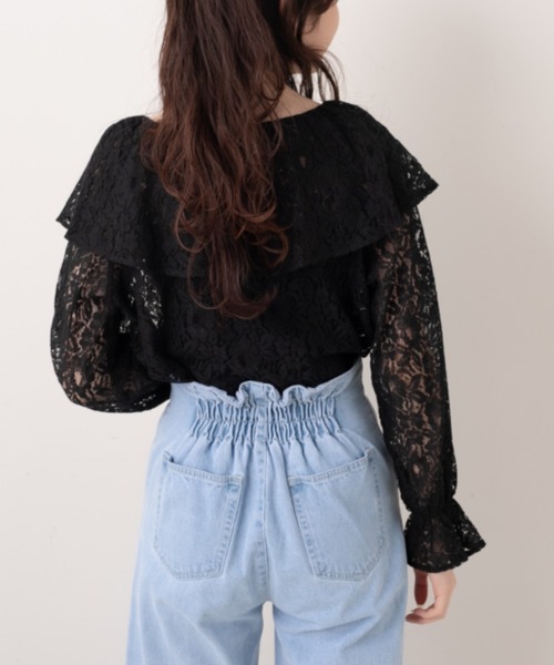 OLIVE des OLIVE（オリーブデオリーブ）の「レースフリルブラウス（シャツ/ブラウス・レディース・ブラック/オフホワイト・FREE）」の14枚目の写真