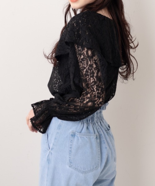 OLIVE des OLIVE（オリーブデオリーブ）の「レースフリルブラウス（シャツ/ブラウス・レディース・ブラック/オフホワイト・FREE）」の13枚目の写真
