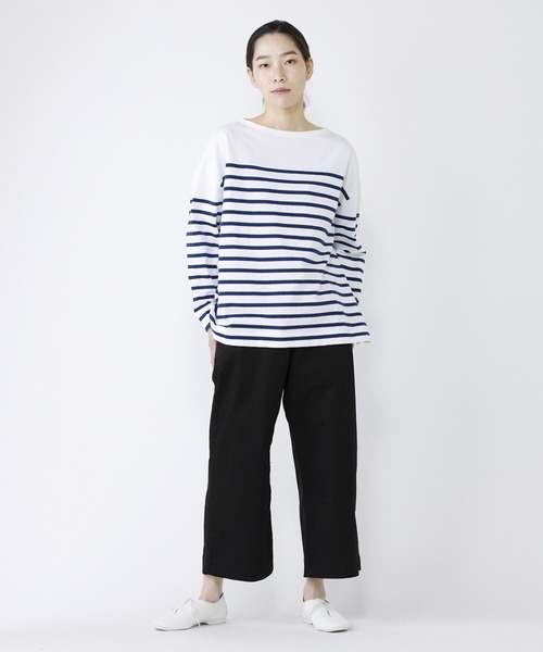 NIMES(ニーム)の「Leminor ボーダー パネル(Tシャツ/カットソー・レディース・ネイビー/ピンク/ブルー/チャコールグレー・FREE)」の1枚目の写真