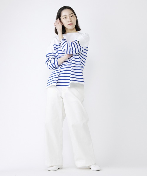 NIMES(ニーム)の「Leminor ボーダー パネル(Tシャツ/カットソー・レディース・ネイビー/ピンク/ブルー/チャコールグレー・FREE)」の3枚目の写真