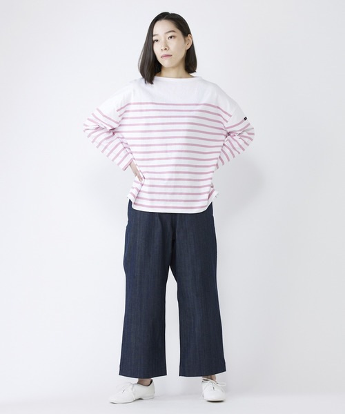 NIMES(ニーム)の「Leminor ボーダー パネル(Tシャツ/カットソー・レディース・ネイビー/ピンク/ブルー/チャコールグレー・FREE)」の7枚目の写真