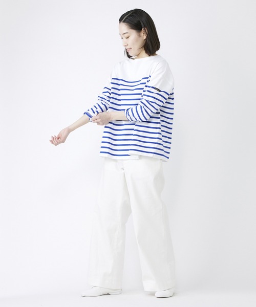 NIMES(ニーム)の「Leminor ボーダー パネル(Tシャツ/カットソー・レディース・ネイビー/ピンク/ブルー/チャコールグレー・FREE)」の10枚目の写真