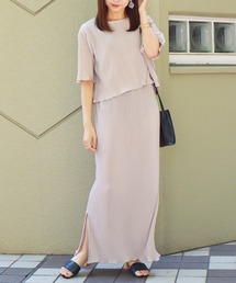 クリスタルプリーツスムースプルオーバー+キャミワンピース　セット