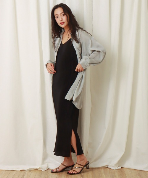 libelle more（リベル モア）の「クリスタルプリーツスムースプルオーバー+キャミワンピース　セット（ワンピース・レディース・ブラック/モカ/ベージュ・M/L）」の14枚目の写真