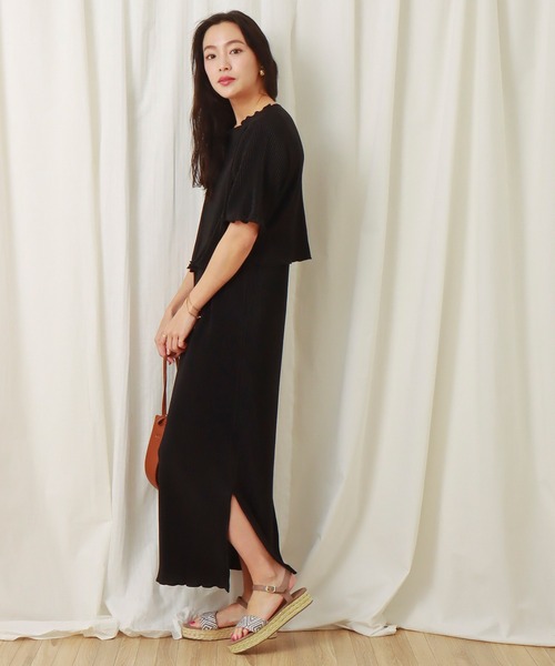 libelle more（リベル モア）の「クリスタルプリーツスムースプルオーバー+キャミワンピース　セット（ワンピース・レディース・ブラック/モカ/ベージュ・M/L）」の7枚目の写真