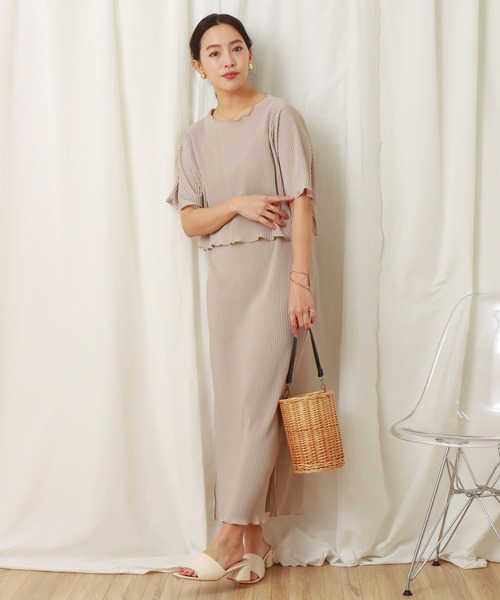 libelle more（リベル モア）の「クリスタルプリーツスムースプルオーバー+キャミワンピース　セット（ワンピース・レディース・ブラック/モカ/ベージュ・M/L）」の20枚目の写真