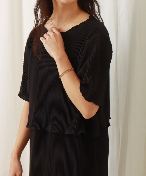 libelle more（リベル モア）の「クリスタルプリーツスムースプルオーバー+キャミワンピース　セット（ワンピース・レディース・ブラック/モカ/ベージュ・M/L）」の10枚目の写真