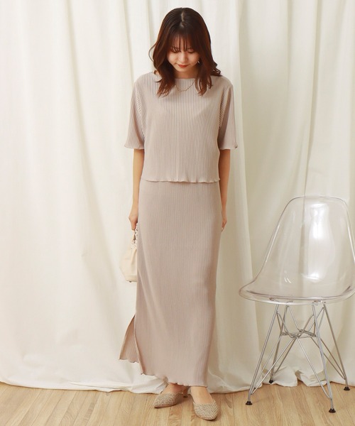 libelle more（リベル モア）の「クリスタルプリーツスムースプルオーバー+キャミワンピース　セット（ワンピース・レディース・ブラック/モカ/ベージュ・M/L）」の17枚目の写真