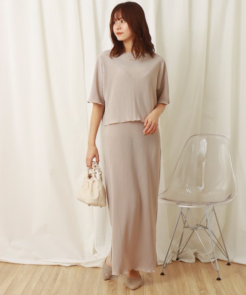 libelle more（リベル モア）の「クリスタルプリーツスムースプルオーバー+キャミワンピース　セット（ワンピース・レディース・ブラック/モカ/ベージュ・M/L）」の18枚目の写真