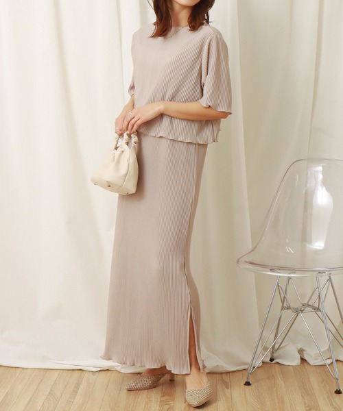 libelle more（リベル モア）の「クリスタルプリーツスムースプルオーバー+キャミワンピース　セット（ワンピース・レディース・ブラック/モカ/ベージュ・M/L）」の16枚目の写真