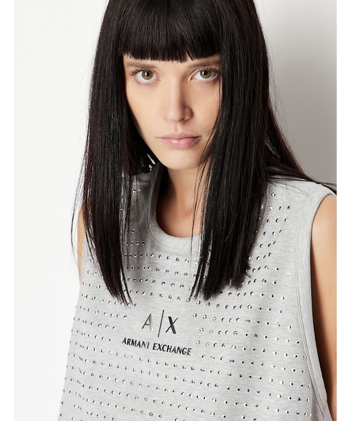 ARMANI EXCHANGE（アルマーニエクスチェンジ）の「【A|X アルマーニ エクスチェンジ】オールオーバースタッツ　A|Xロゴ　タンクトップ（タンクトップ・レディース・グレー・LARGE/MEDIUM/SMALL/X-SMALL）」の3枚目の写真