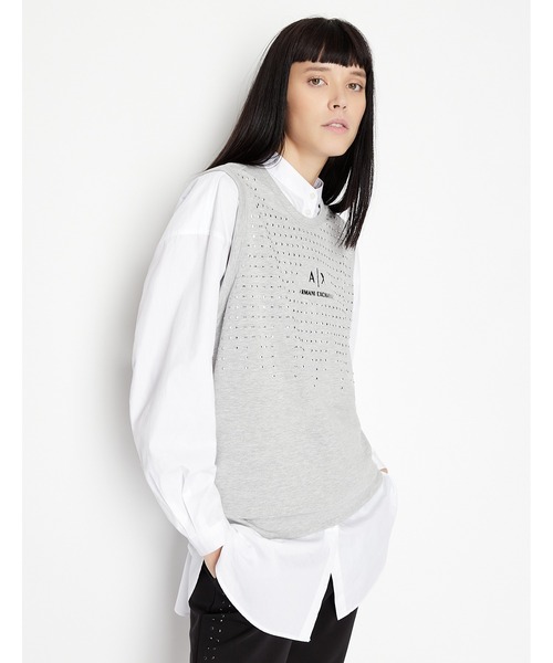 ARMANI EXCHANGE（アルマーニエクスチェンジ）の「【A|X アルマーニ エクスチェンジ】オールオーバースタッツ　A|Xロゴ　タンクトップ（タンクトップ・レディース・グレー・LARGE/MEDIUM/SMALL/X-SMALL）」の4枚目の写真