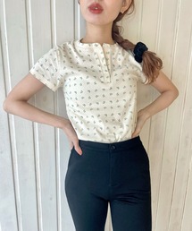 GIMME GIMME | フラワー ヘンリーネック リブTシャツ gimw22s005(Tシャツ/カットソー)