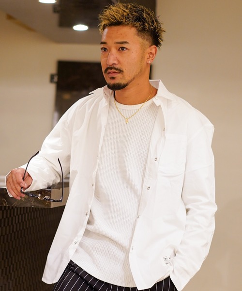 adamsJUGGLER(アダムスジャグラー)の「ルーズブロードロングシャツ(シャツ/ブラウス・メンズ・ブラック/ホワイト・M/L/XL)」の6枚目の写真