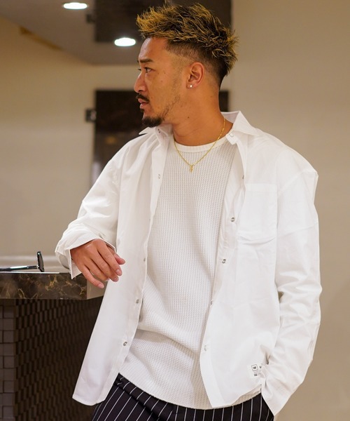 adamsJUGGLER(アダムスジャグラー)の「ルーズブロードロングシャツ(シャツ/ブラウス・メンズ・ブラック/ホワイト・M/L/XL)」の7枚目の写真