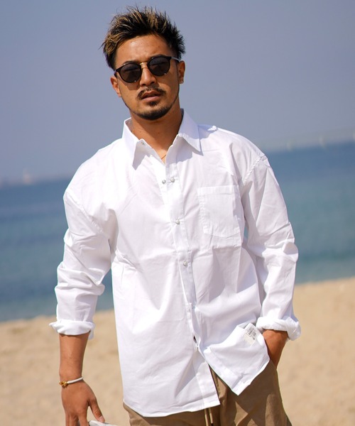 adamsJUGGLER(アダムスジャグラー)の「ルーズブロードロングシャツ(シャツ/ブラウス・メンズ・ブラック/ホワイト・M/L/XL)」の16枚目の写真