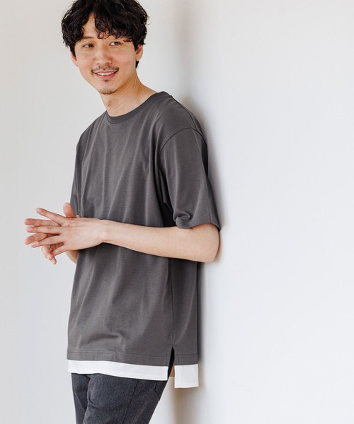 GLOBAL WORK(グローバルワーク)の「シャーベッTee/レイヤード/255798(Tシャツ/カットソー・メンズ・ブルー/ライトグレー/ブラック/ベージュ/ダークグレー/スカイブルー/ミント/オレンジ・SMALL/MEDIUM/LARGE/X-LARGE)」の4枚目の写真