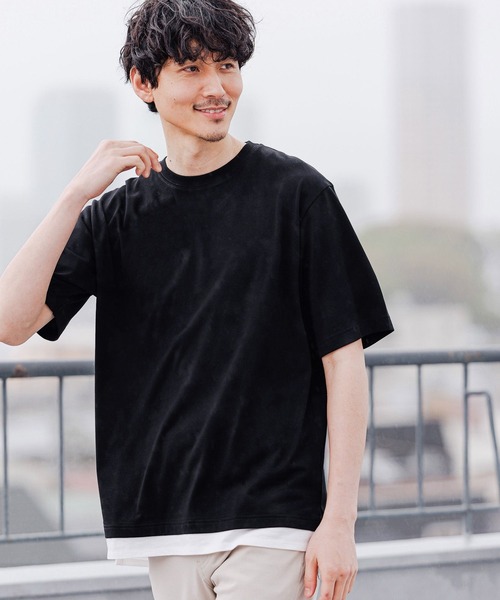 GLOBAL WORK(グローバルワーク)の「シャーベッTee/レイヤード/255798(Tシャツ/カットソー・メンズ・ブルー/ライトグレー/ブラック/ベージュ/ダークグレー/スカイブルー/ミント/オレンジ・SMALL/MEDIUM/LARGE/X-LARGE)」の2枚目の写真