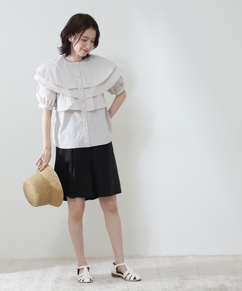 N.（N. Natural Beauty Basic）（エヌエヌナチュラルビューティーベーシック）の「◆麻調ショートパンツ（その他パンツ・レディース・スミクロ/ブラウン/ナチュラル・MEDIUM）」の8枚目の写真