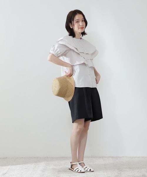 N.（N. Natural Beauty Basic）（エヌエヌナチュラルビューティーベーシック）の「◆麻調ショートパンツ（その他パンツ・レディース・スミクロ/ブラウン/ナチュラル・MEDIUM）」の14枚目の写真