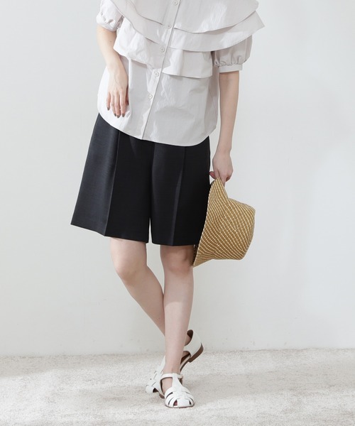 N.（N. Natural Beauty Basic）（エヌエヌナチュラルビューティーベーシック）の「◆麻調ショートパンツ（その他パンツ・レディース・スミクロ/ブラウン/ナチュラル・MEDIUM）」の4枚目の写真