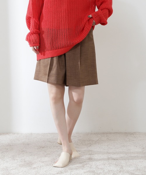 N.（N. Natural Beauty Basic）（エヌエヌナチュラルビューティーベーシック）の「◆麻調ショートパンツ（その他パンツ・レディース・スミクロ/ブラウン/ナチュラル・MEDIUM）」の6枚目の写真