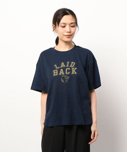 BREEZE（ブリーズ）の「アニマルカレッジママＴシャツ（Tシャツ/カットソー・レディース・アイボリー/ネイビー・MEDIUM）」の2枚目の写真