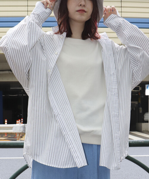Purple&Yellow(パープルアンドイエロー)の「ホワイト&ストライプビッグシャツ(シャツ/ブラウス・メンズ・ストライプ/ホワイト・SMALL/MEDIUM)」の17枚目の写真