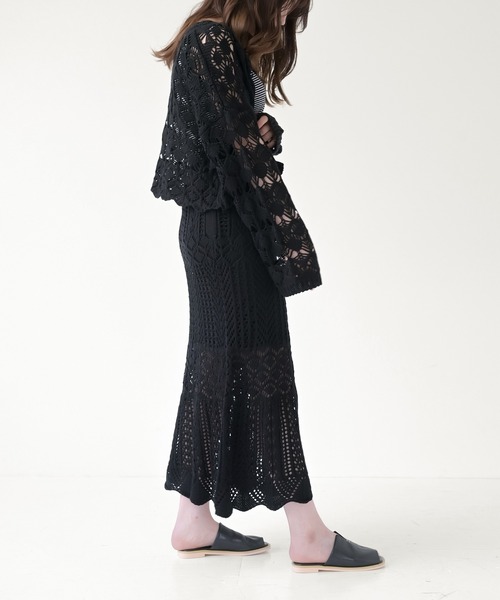 Lull（ルル）の「【Lull / ルル select】かぎ編みニットマーメイドスカート（スカート・レディース・ブラック/ブルー/グリーン/アイボリー・ONESIZE）」の7枚目の写真