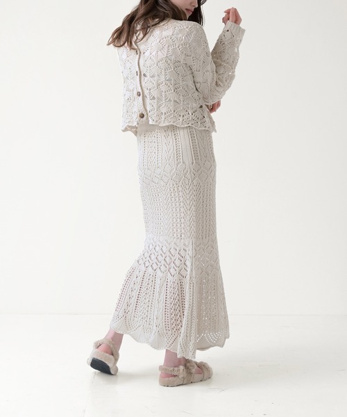 Lull（ルル）の「【Lull / ルル select】かぎ編みニットマーメイドスカート（スカート・レディース・ブラック/ブルー/グリーン/アイボリー・ONESIZE）」の11枚目の写真