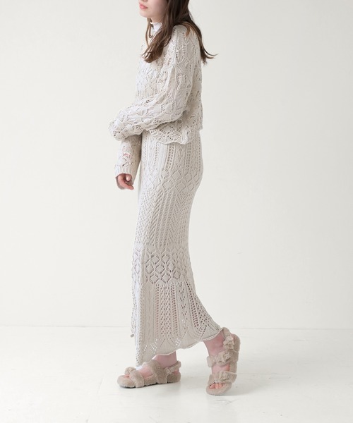 Lull（ルル）の「【Lull / ルル select】かぎ編みニットマーメイドスカート（スカート・レディース・ブラック/ブルー/グリーン/アイボリー・ONESIZE）」の12枚目の写真