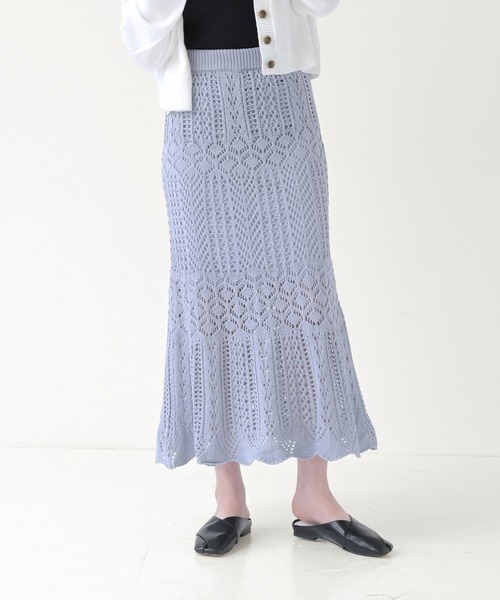 Lull（ルル）の「【Lull / ルル select】かぎ編みニットマーメイドスカート（スカート・レディース・ブラック/ブルー/グリーン/アイボリー・ONESIZE）」の19枚目の写真