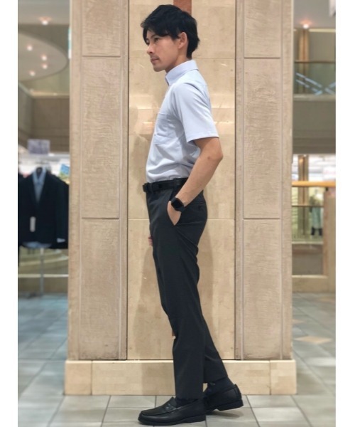 Perfect Suit FActory（パーフェクトスーツファクトリー）の「【完全ノーアイロン】半袖アイシャツ　スムース　サックス（ビジネスシャツ・メンズ・サックスブルー・S/M/4L/LL/L）」の4枚目の写真