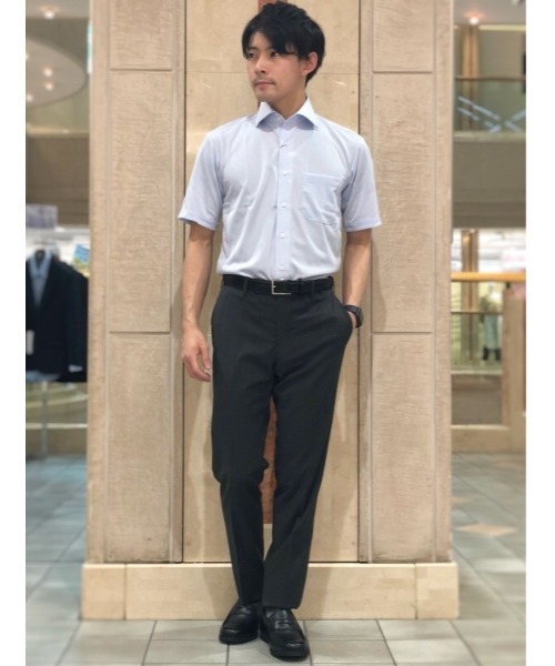 Perfect Suit FActory（パーフェクトスーツファクトリー）の「【完全ノーアイロン】半袖アイシャツ　スムース　サックス（ビジネスシャツ・メンズ・サックスブルー・S/M/4L/LL/L）」の5枚目の写真
